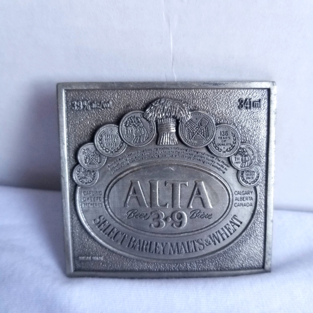 1981 Jimm Watson ALTA Beer Metal Blet Buckle With Bottle Opener on Back.